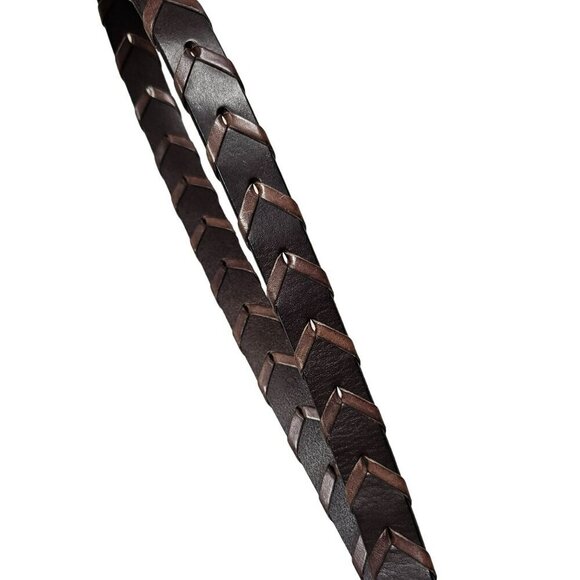 Lauren Ralph Lauren NWOT Brown Braided Leather Belt‎ Brass Buckle Two Tone 32 - Picture 8 of 11